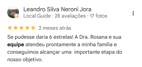 Depoimento de cliente no Google