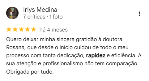 Depoimento Irlys — 5 estrelas no Google